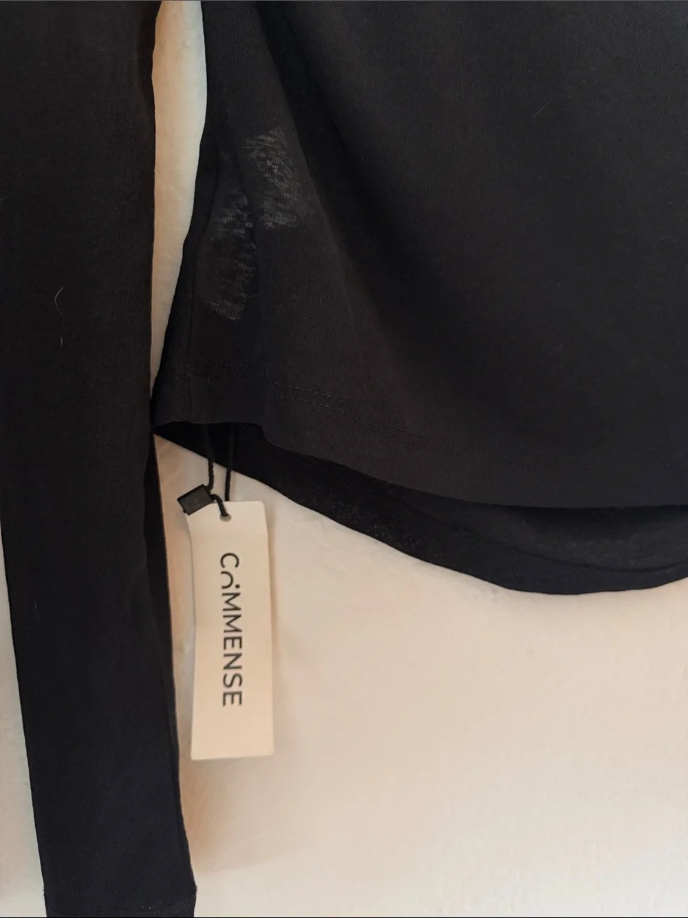 Commense Black Long Sleeve Scoop Neck Top